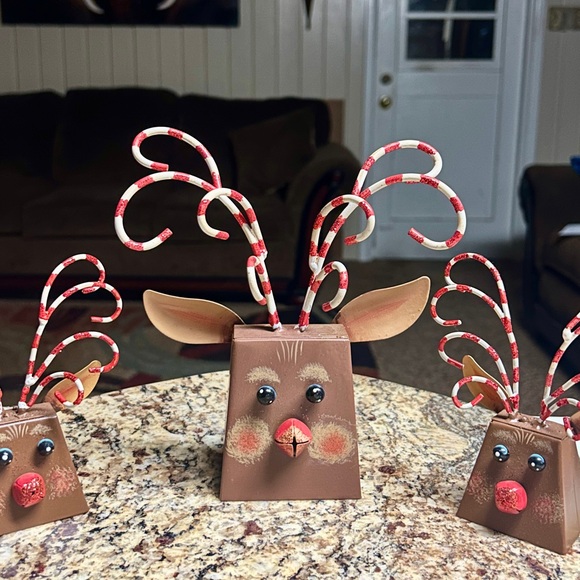 Reindeers • Candy Cane Antlers • Christmas • Brown • 3 • Metal • Ringing Bells - Picture 2 of 12